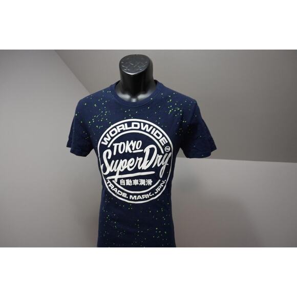 Superdry Tee Shirt Graphic Blue Short Sleeve Slim Fit Mens Size Small - Picture 1 of 9